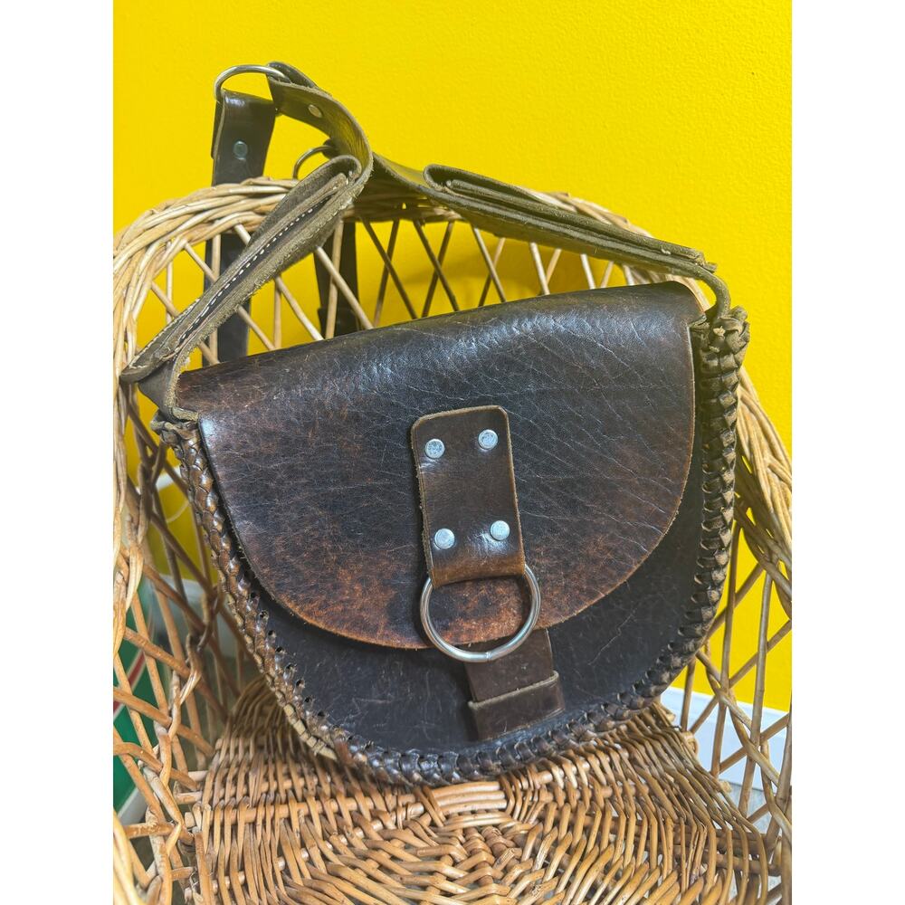 Medieval belt bag with laced edges saddle bag